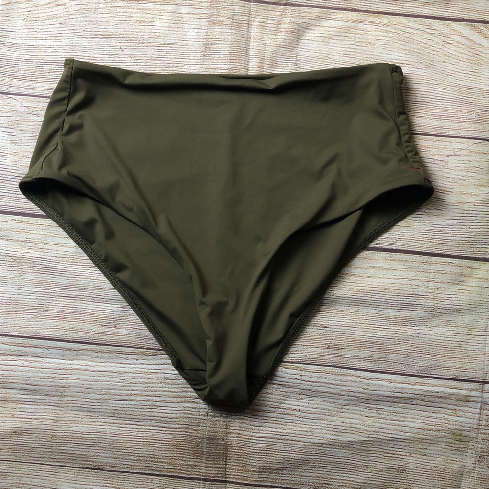 Everlane Olive Green High-Waist Bikini Bottom